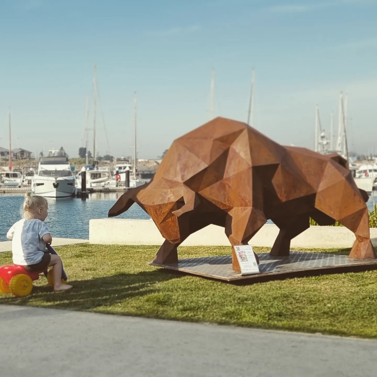 Charger [The Bull]-1.2×2.4m by Farhad Daneshpour - Fabricated steel outdoor sculpture