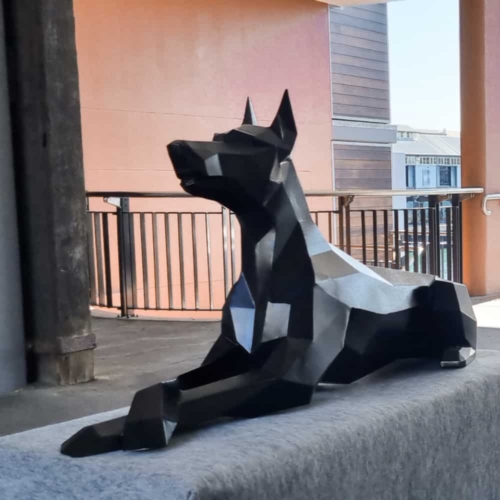 Steel Dog Sculpture – Doberman by Farhad Daneshpour, 180x70x48cm | ARTpark Australia