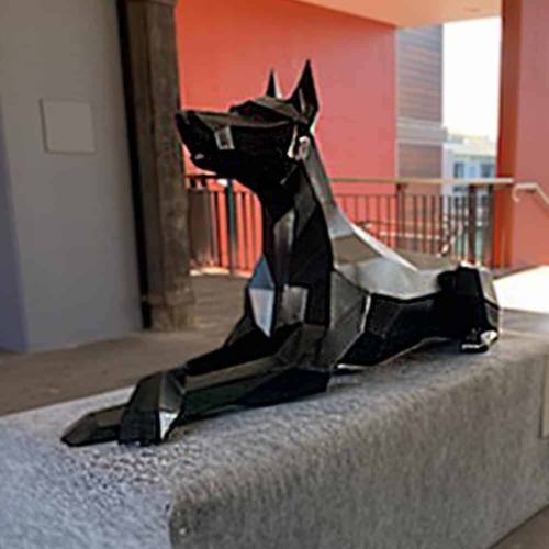 Steel Dog Sculpture – Doberman by Farhad Daneshpour, 180x70x48cm | ARTpark Australia