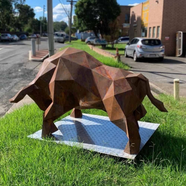 outdoor bull sculpture