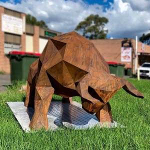 outdoor bull sculpture