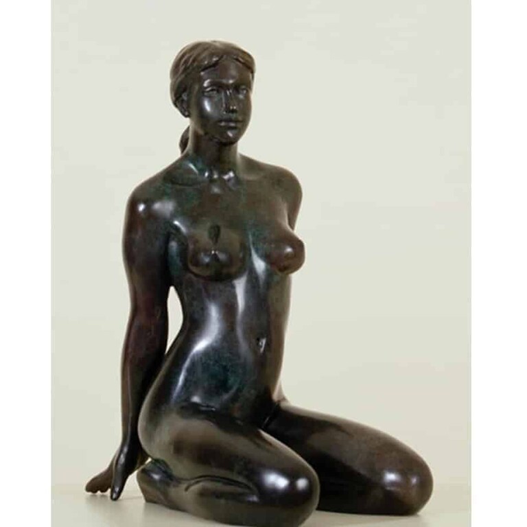 Bronze Figurative Sculpture – Kneeling by Phillip Piperides, 42x21x32cm
