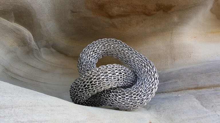 Stainless Steel Chain-Link Sculpture – Link 3 by Michael Van Dam, 75x34x34cm - view 6