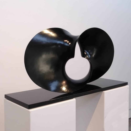 Aluminium Round & Sphere Sculpture – Twofold by Benjamin Storch, 78x40cm | ARTpark Australia