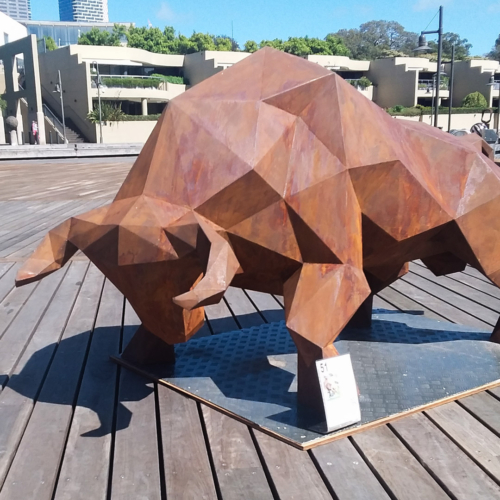 Steel Bull Sculpture – Charger by Farhad Daneshpour, 120x240cm | ARTpark Australia