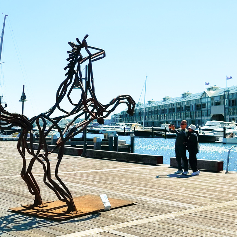 Fabricated Steel Horse Sculpture – Mighty Mustang by Tobias Bennett, 300x80x250cm - view 2