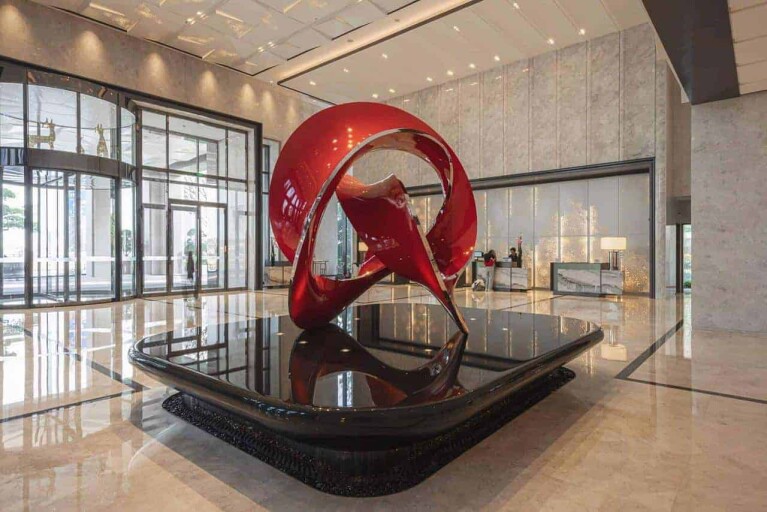 Powder-Coated Steel Round & Sphere Sculpture – Motion III by Benjamin Storch, 250cm - view 2
