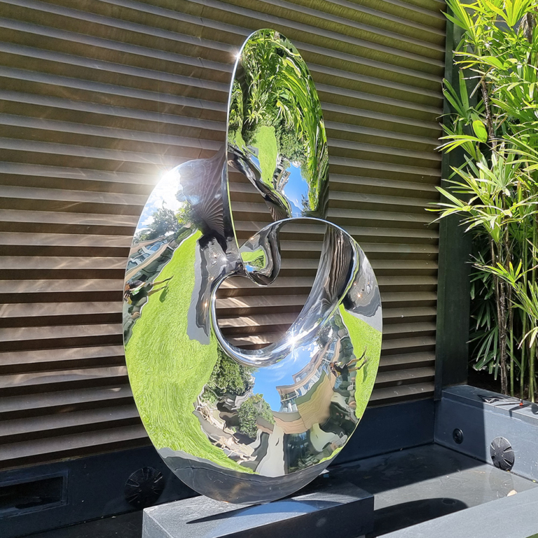 Stainless Steel Round & Sphere Sculpture – Oscillate by Benjamin Storch, 160cm - view 2