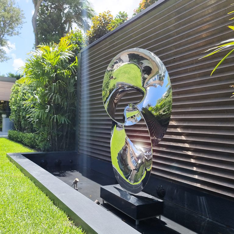 Stainless Steel Round & Sphere Sculpture – Oscillate by Benjamin Storch, 160cm - view 3