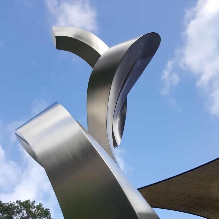 Stainless Steel Landmark Sculpture – Tranquility by Andrew Kasper, 250x110cm - view 2