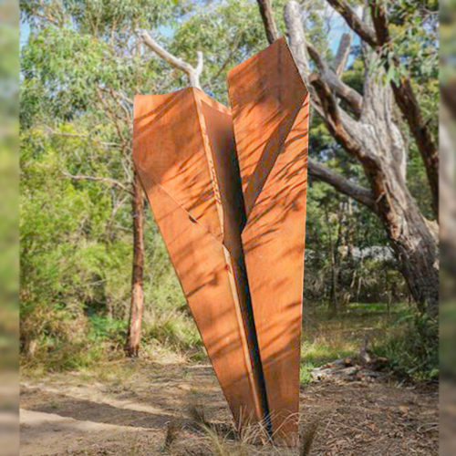 Corten Steel Garden Sculpture – 80 Degrees by Jonathan Leahey, 250x100x100cm | ARTpark Australia