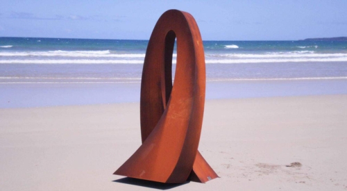 Corten Steel Landmark Sculpture – Embrace by Andrew Kasper, 200x100x100cm | ARTpark Australia
