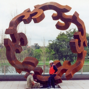 fractal mandala 150cm corten sculpture