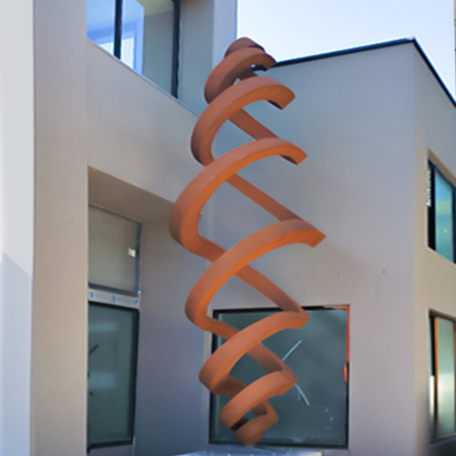 Corten Steel Landmark Sculpture – Duel Column Vortex by Greg Johns, 600x210x210cm | ARTpark Australia