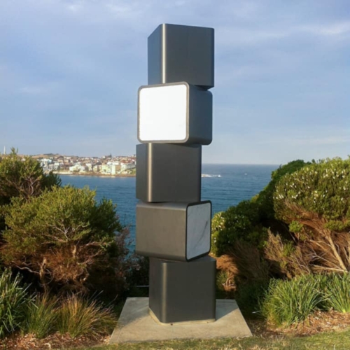 Fabricated Steel Landmark Sculpture – Pentad by Hui Selwood, 450x80x80cm | ARTpark Australia