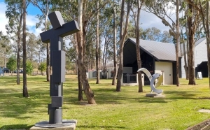 resurrection cross christian outdoor sculpture