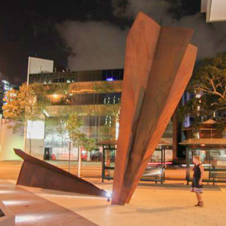 Corten Steel Landmark Sculpture – Landed by Jonathan Leahey, 650x250x200cm - view 3