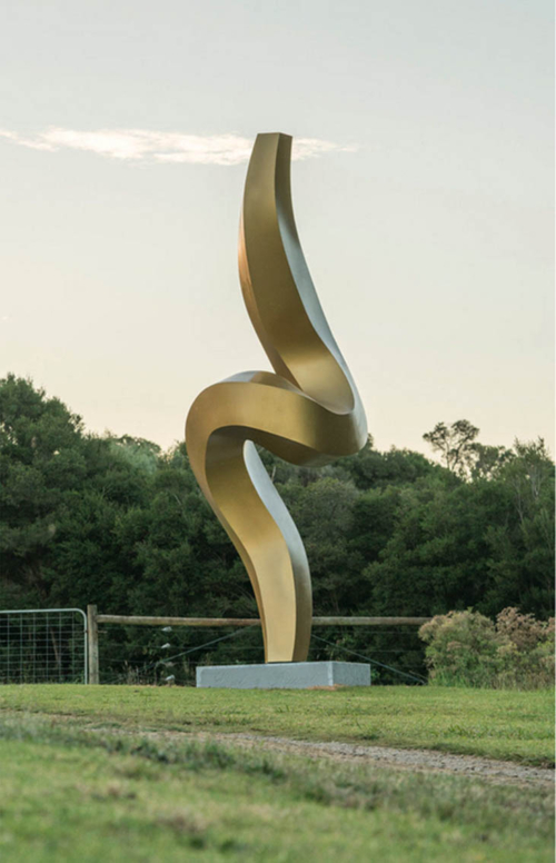 Stainless Steel & Carrara Marble Landmark Sculpture – Best & Fairest by Martin George, 500x100x100cm | ARTpark Australia