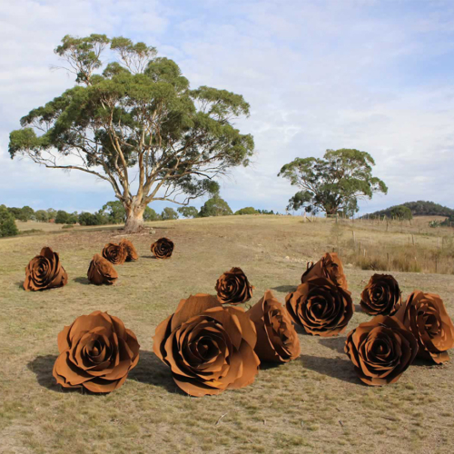 Corten Steel Flower Sculpture – Rose by Kooper Folko, 150cm | ARTpark Australia