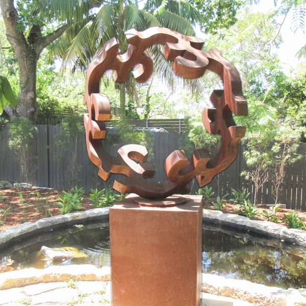 fractal mandala 150cm corten sculpture