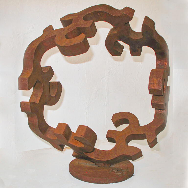 Corten Steel Abstract Sculpture – Fractal Mandala by Greg Johns, 150x150cm - view 2