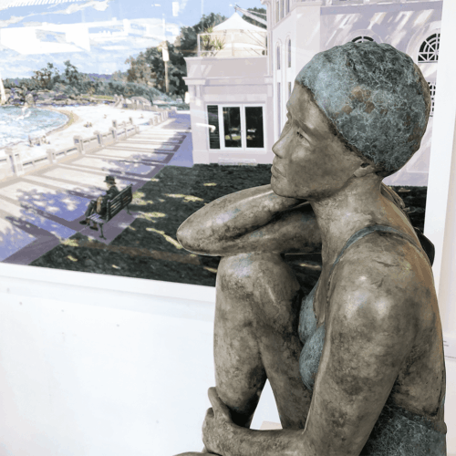Bronze Swimmer Sculpture – Just Paused by Mela Cooke, 98x48x25cm | ARTpark Australia