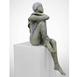 bronze female swimmer pool sculpture