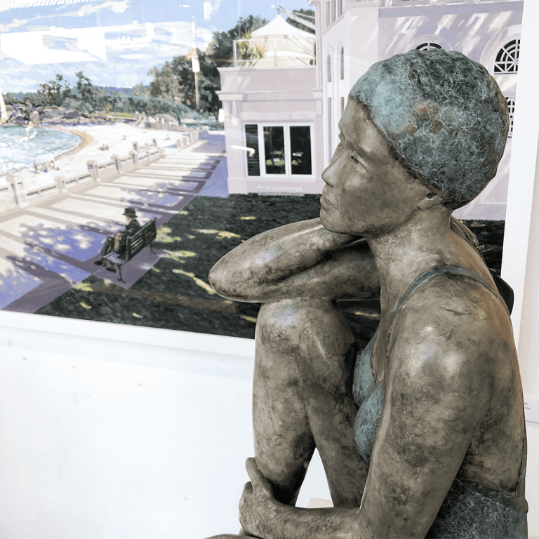 Bronze Swimmer Sculpture – Just Paused by Mela Cooke, 98x48x25cm - view 3