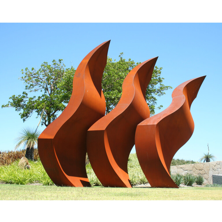 Corten & Stainless Steel Landmark Sculpture – Rhythms of Life by Johannes Pannekoek, 520x250cm