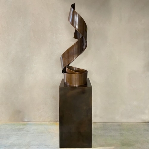 Dance-190x40x40m--COPPER--SHEET-stainless-steel-coppper-plated-plinth-[free-standing,-outdoor]-mike-baird-australian--sculpture