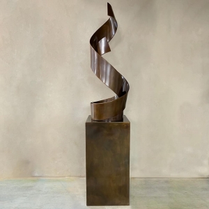 Dance-190x40x40m--COPPER--SHEET-stainless-steel-coppper-plated-plinth-[free-standing,-outdoor]-mike-baird-australian--sculpture