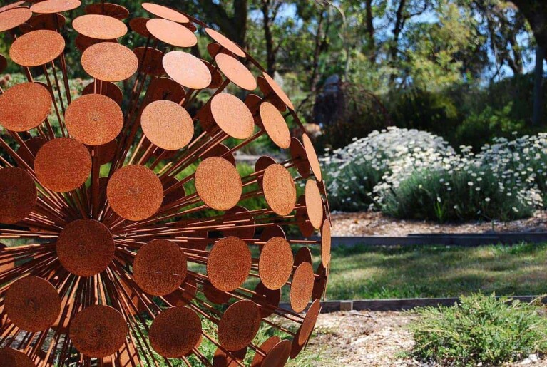 Corten Steel Round & Sphere Sculpture – Dandelion Orb by Paul Mutimer, 100cm - view 2