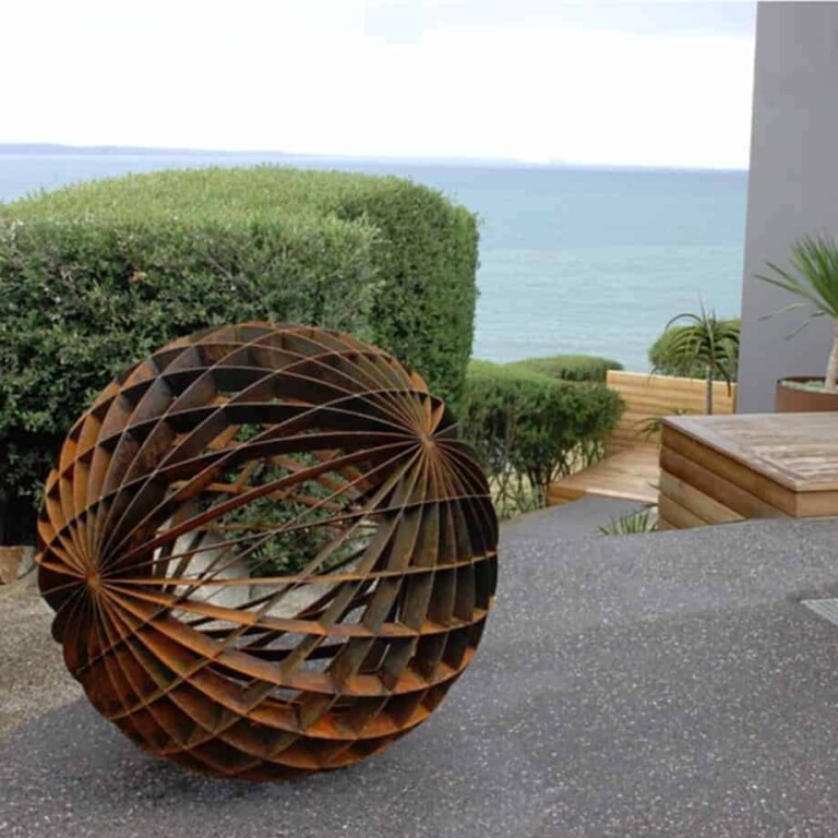 Corten Steel Round & Sphere Sculpture – Dual Axis by Paul Mutimer, 120cm Diameter - view 2