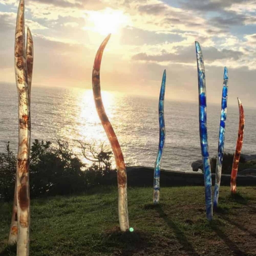 Cast Glass Abstract Sculpture – Nascentia (Glass Blades) by Sallie Portnoy, 240x15cm | ARTpark Australia