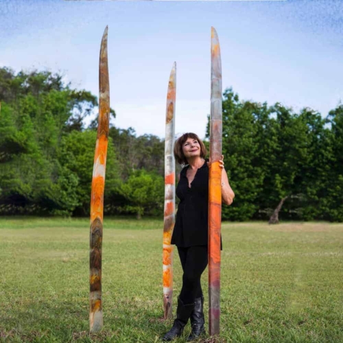 Cast Glass Abstract Sculpture – Nascentia (Glass Light Blades) by Sallie Portnoy, 240x15cm | ARTpark Australia