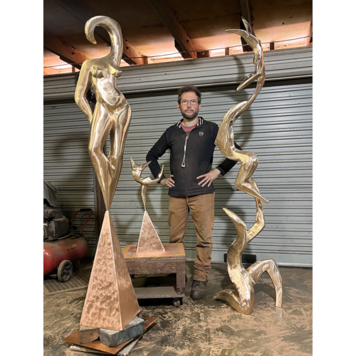 Bronze Figurative Sculpture – Up Up & Away by Michael Vaynman, 228cm | ARTpark Australia