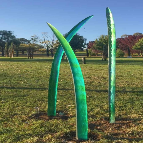 Cast Glass Abstract Sculpture – New Fronds by Sallie Portnoy, 220x25cm | ARTpark Australia