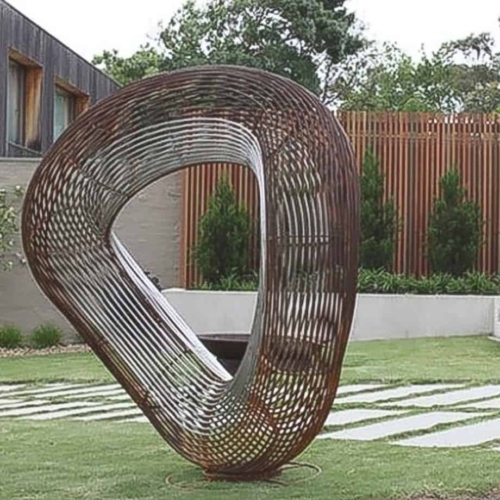 Corten Steel Garden Sculpture – Offset Orb by Paul Mutimer, 150x138x60cm | ARTpark Australia