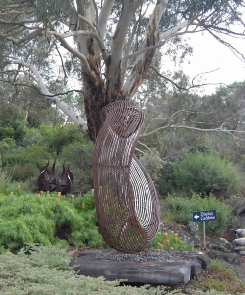 Corten Steel Garden Sculpture – Offset Orb by Paul Mutimer, 150x138x60cm | ARTpark Australia