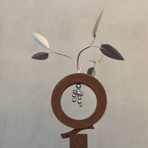 Corten & Stainless Steel Abstract Sculpture – Pod [Kinetic 2] by Rudi Jass, 320x90cm | ARTpark Australia