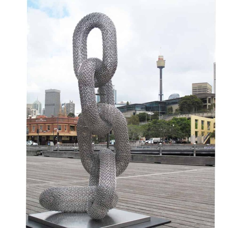 Stainless Steel Chain-Link Sculpture – Link 5, B link by Michael Van Dam, 220x90x80cm - view 3