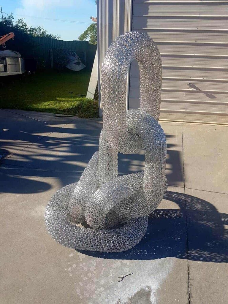 Stainless Steel Chain-Link Sculpture – Link 5, C link by Michael Van Dam, 150x100x100cm - view 3