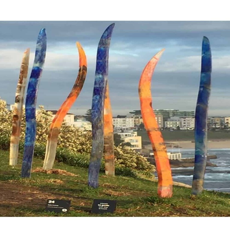 Cast Glass Abstract Sculpture – Nascentia (Glass Blades) by Sallie Portnoy, 240x15cm - view 2