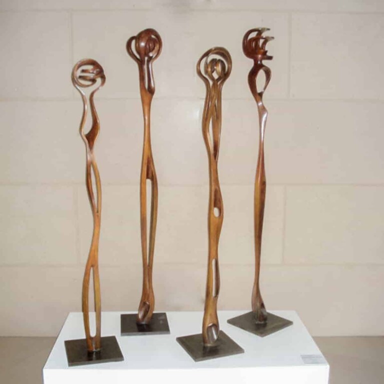 Bronze Totem Sculpture – Talk to Me by Blaze Krstanoski-Blazeski, 170x20x20cm
