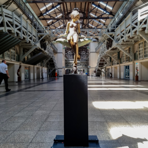 Bronze Figurative Sculpture – Soft Landing by Stephen Glassborow, 180x50x55cm | ARTpark Australia