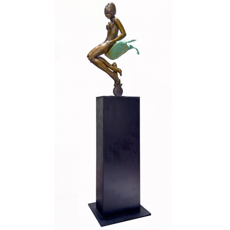 Bronze Figurative Sculpture – Soft Landing by Stephen Glassborow, 180x50x55cm - view 9