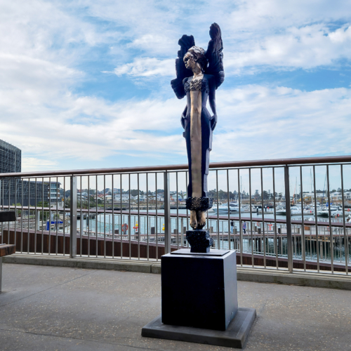 Bronze Figurative Sculpture – Chameleon by Stephen Glassborow, 150cm on 30cm Plinth | ARTpark Australia