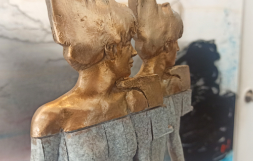 Bronze Figurative Sculpture – Double Exposure by Stephen Glassborow, 55x15x27cm | ARTpark Australia