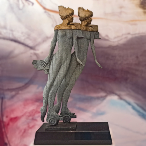 Bronze Figurative Sculpture – Double Exposure by Stephen Glassborow, 55x15x27cm | ARTpark Australia