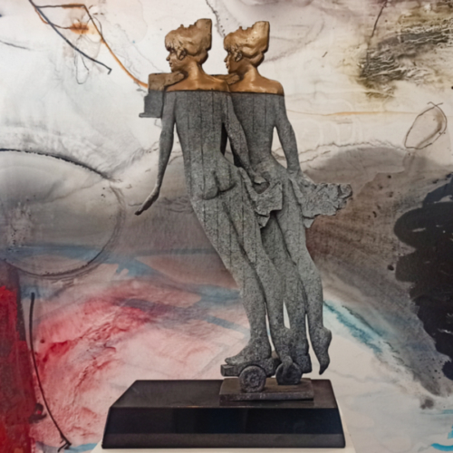Bronze Figurative Sculpture – Double Exposure by Stephen Glassborow, 55x15x27cm | ARTpark Australia